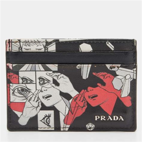 Prada Comic Printed Leather Card Holder 